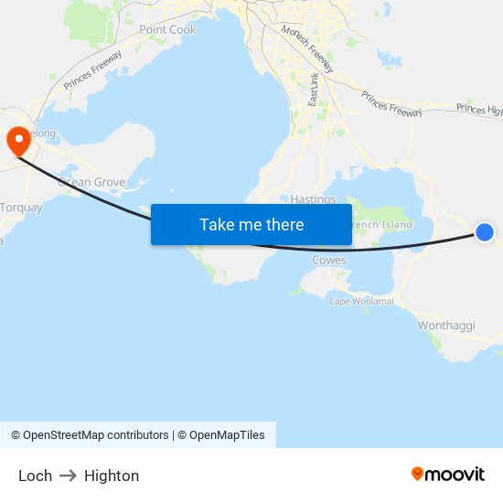 Loch to Highton map