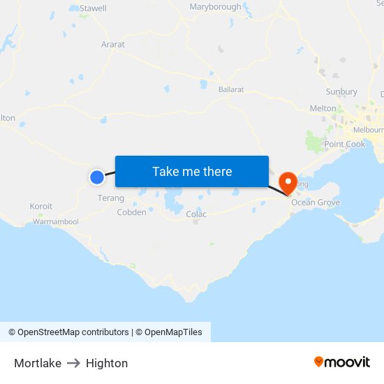 Mortlake to Highton map