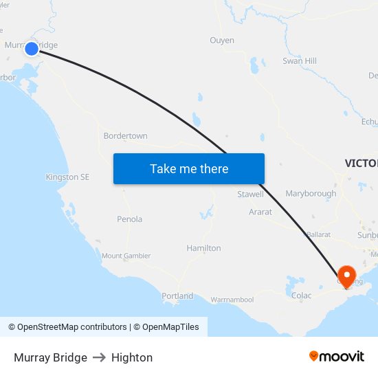 Murray Bridge to Highton map