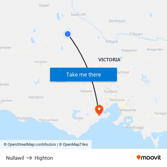 Nullawil to Highton map