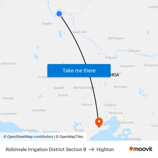 Robinvale Irrigation District Section B to Highton map