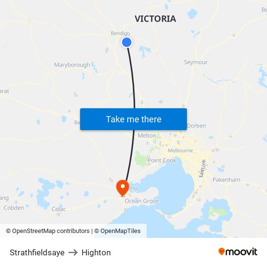 Strathfieldsaye to Highton map