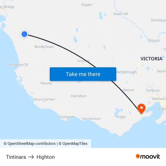 Tintinara to Highton map