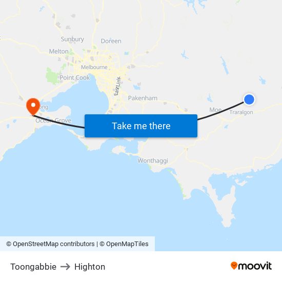 Toongabbie to Highton map