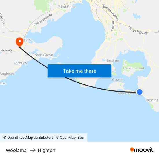 Woolamai to Highton map