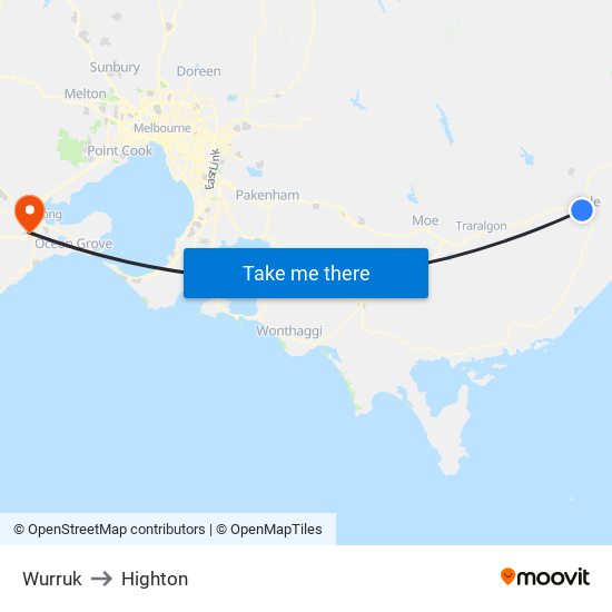 Wurruk to Highton map