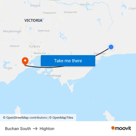Buchan South to Highton map