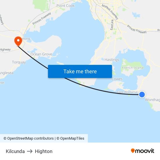 Kilcunda to Highton map