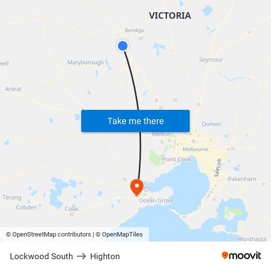 Lockwood South to Highton map