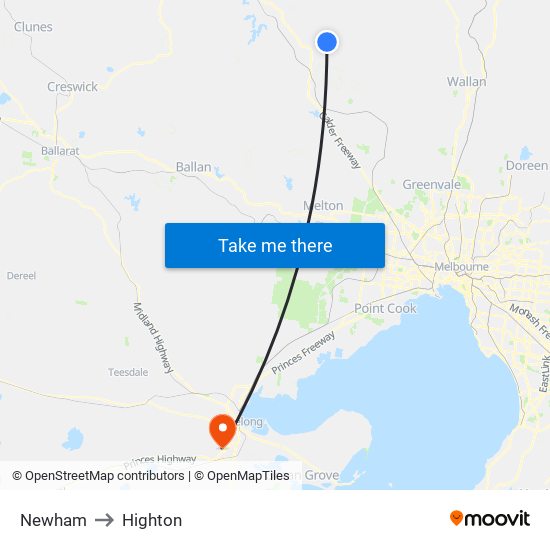 Newham to Highton map