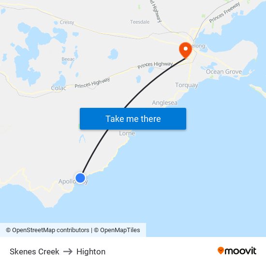 Skenes Creek to Highton map