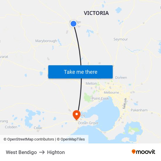 West Bendigo to Highton map