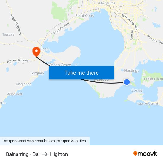 Balnarring - Bal to Highton map