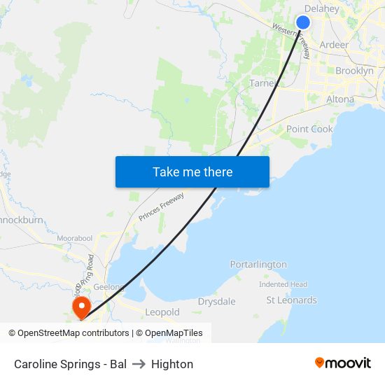 Caroline Springs - Bal to Highton map