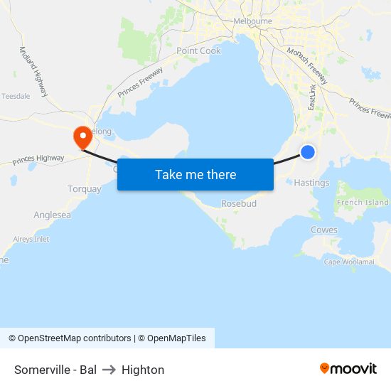 Somerville - Bal to Highton map