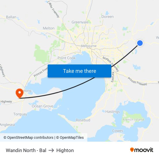 Wandin North - Bal to Highton map