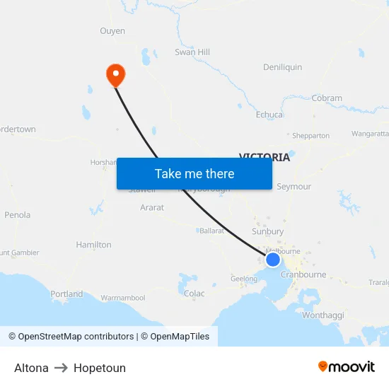Altona to Hopetoun map