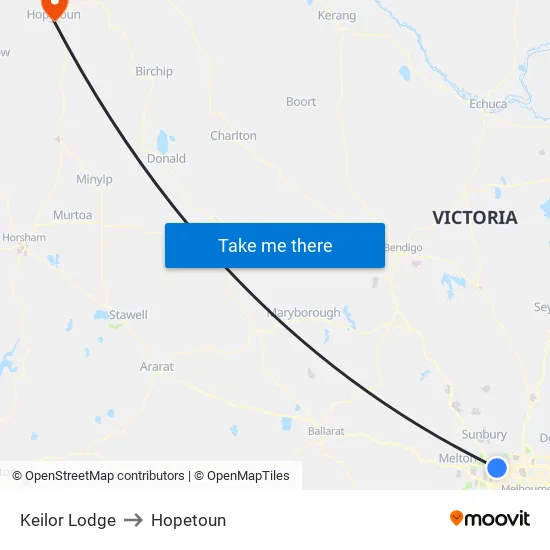 Keilor Lodge to Hopetoun map