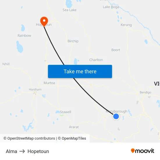 Alma to Hopetoun map