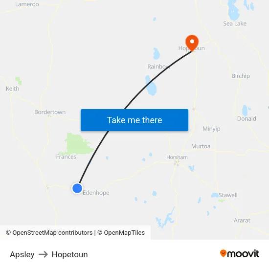 Apsley to Hopetoun map