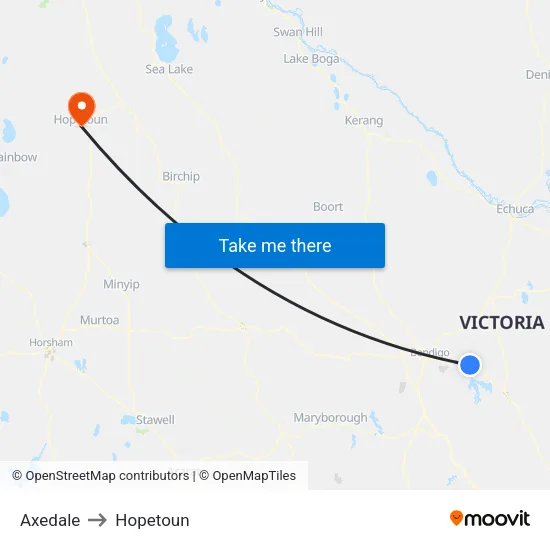 Axedale to Hopetoun map