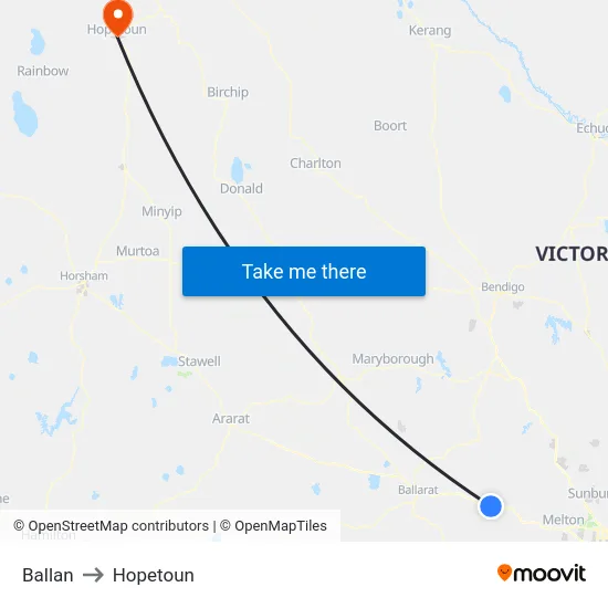 Ballan to Hopetoun map
