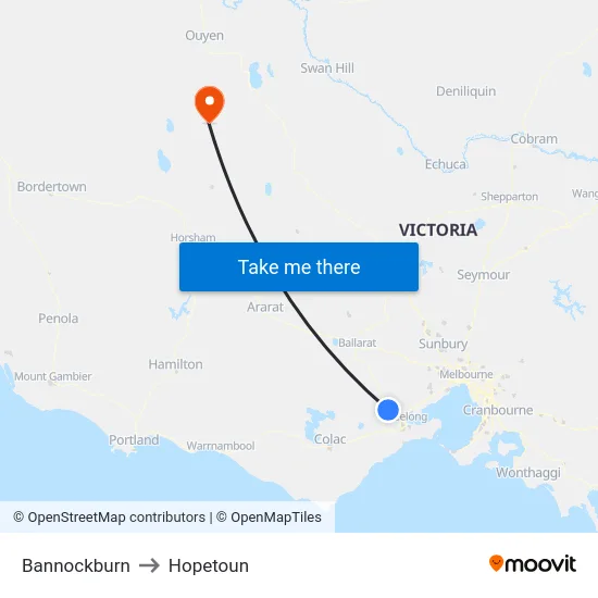 Bannockburn to Hopetoun map