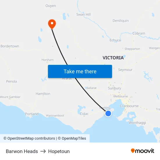 Barwon Heads to Hopetoun map