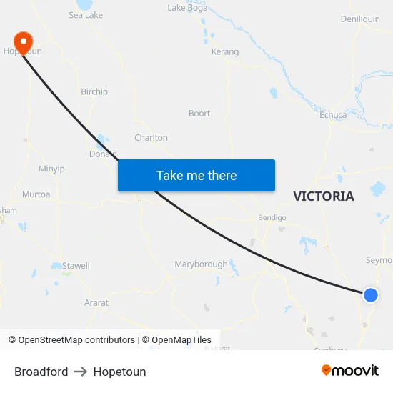 Broadford to Hopetoun map