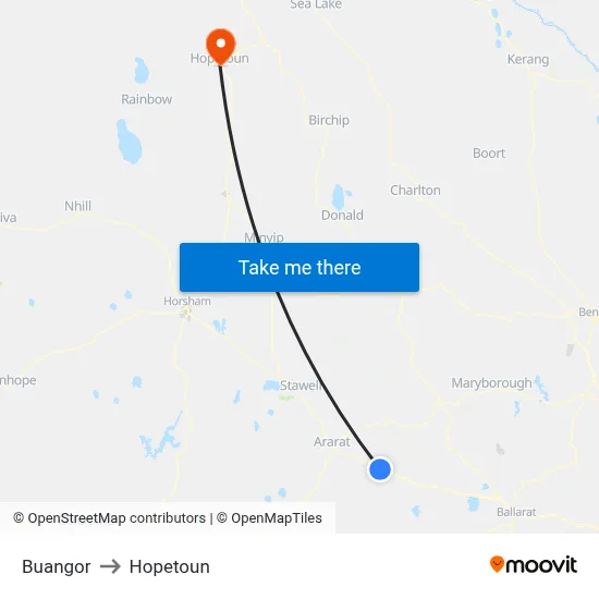Buangor to Hopetoun map