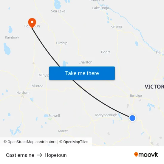 Castlemaine to Hopetoun map