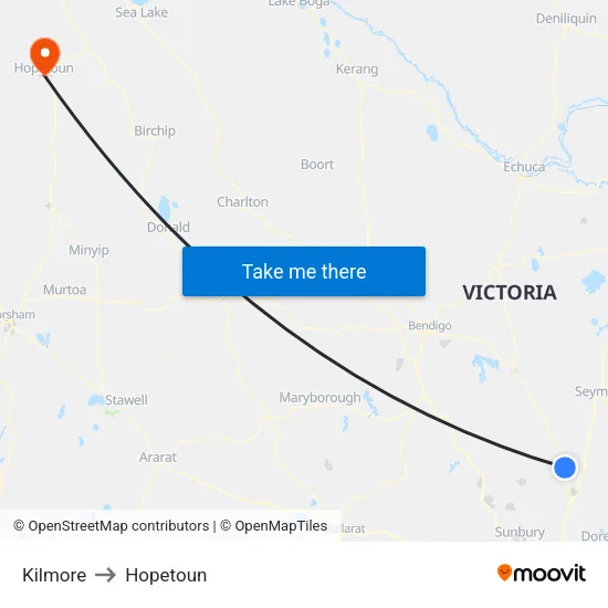 Kilmore to Hopetoun map