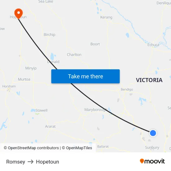 Romsey to Hopetoun map