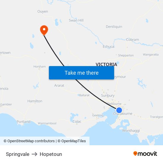 Springvale to Hopetoun map