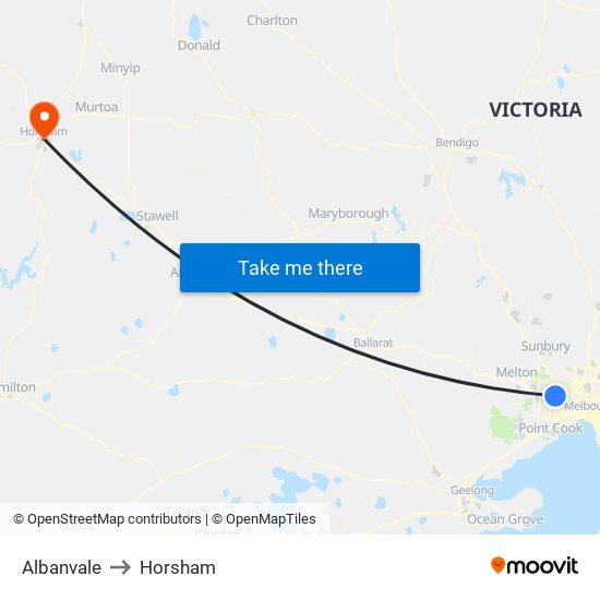 Albanvale to Horsham map