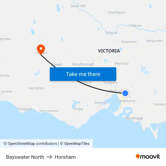 Bayswater North to Horsham map