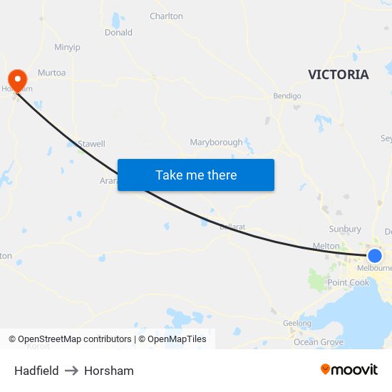 Hadfield to Horsham, Melbourne with public transportation