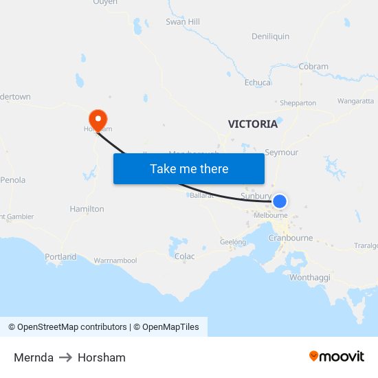 Mernda to Horsham map