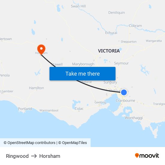 Ringwood to Horsham map