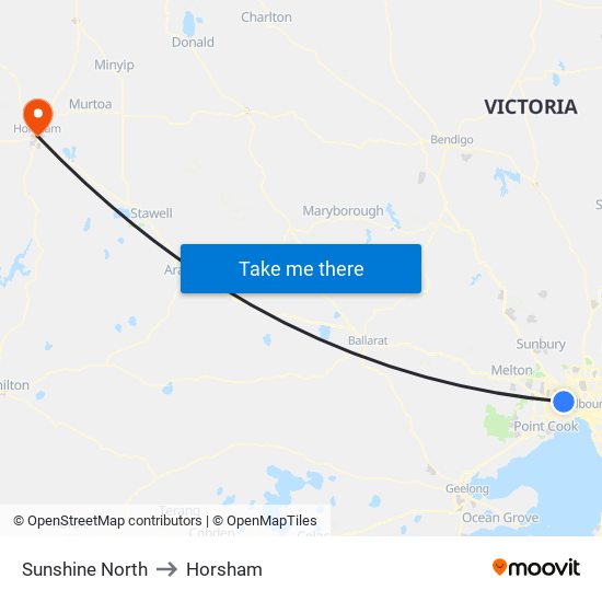 Sunshine North to Horsham map