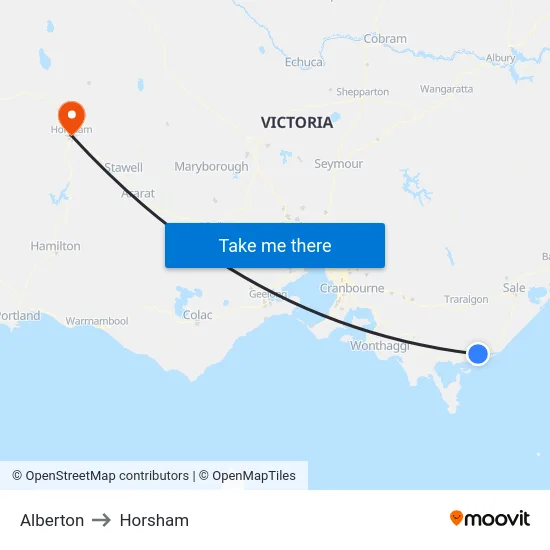 Alberton to Horsham map
