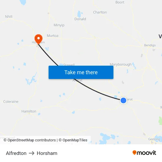 Alfredton to Horsham map