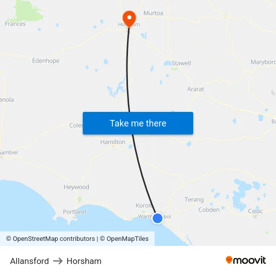 Allansford to Horsham map