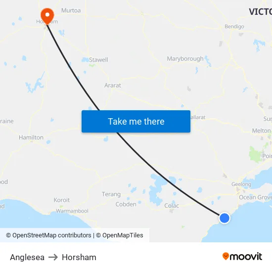 Anglesea to Horsham map