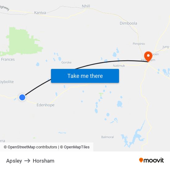 Apsley to Horsham map