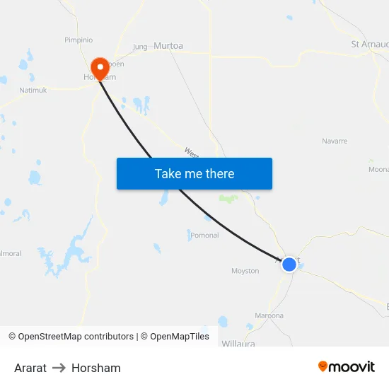 Ararat to Horsham map