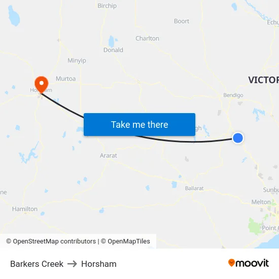 Barkers Creek to Horsham map