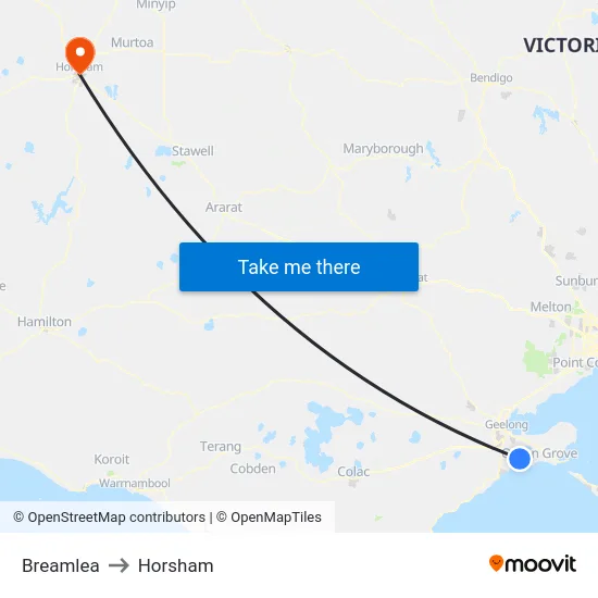 Breamlea to Horsham map