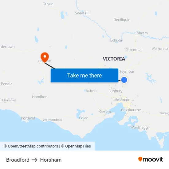 Broadford to Horsham map