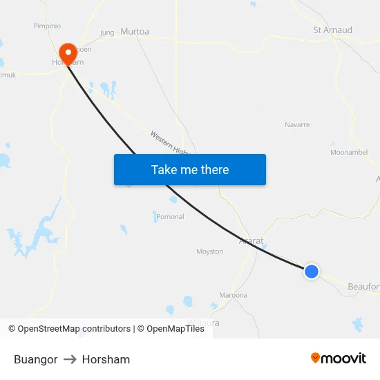 Buangor to Horsham map